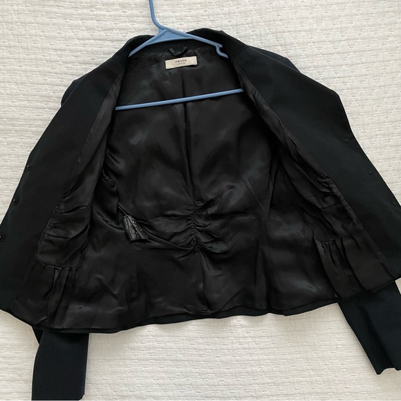 Prada Blazer Jacket Black Made in Italy Size 12 equivalent to EU 44 Three Snap - Picture 5 of 15